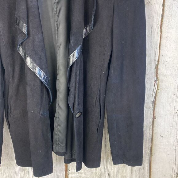 Char and Sher Suede Leather Jacket Black Size 8 - Picture 4 of 8